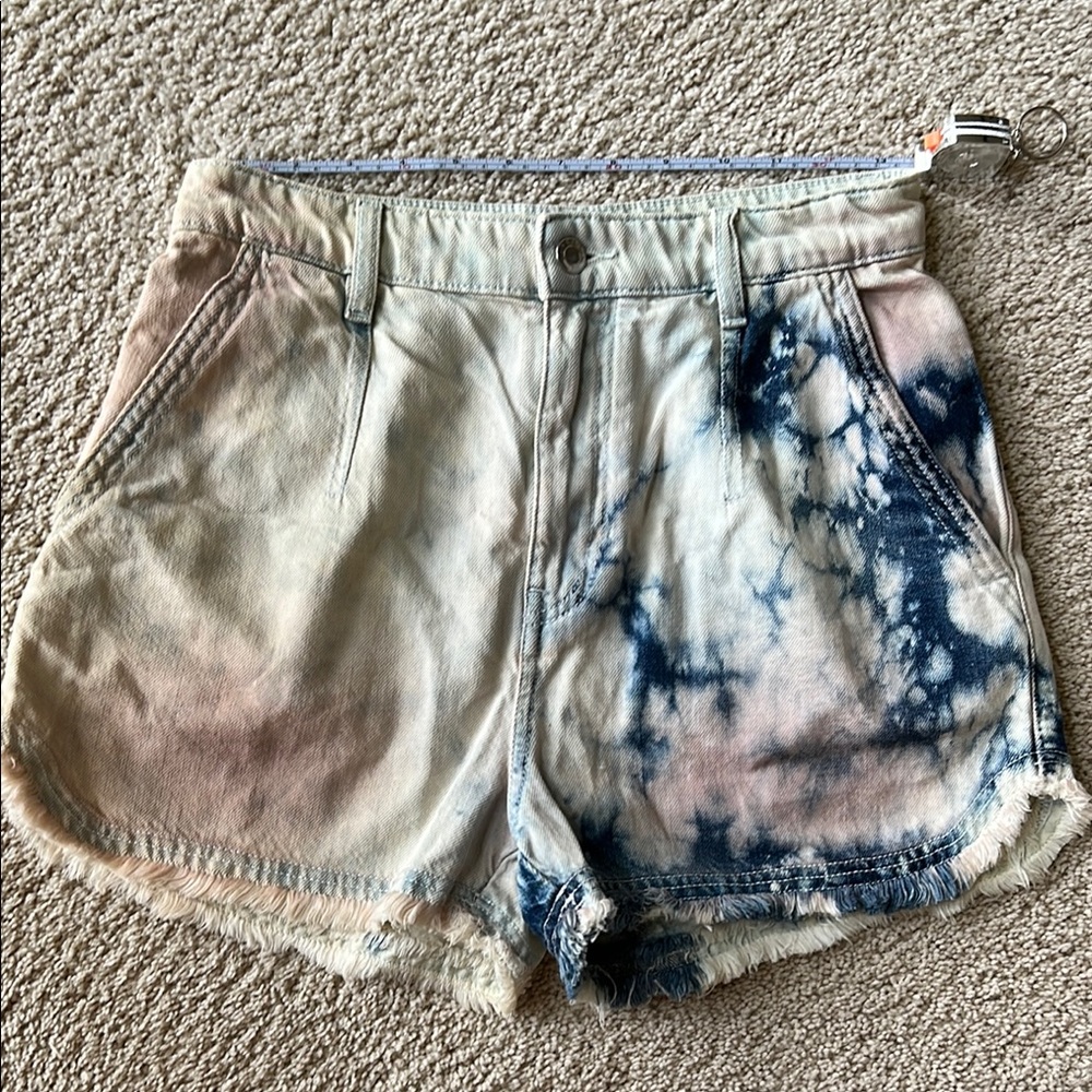 IRO Tie-Dye Jean Shorts - Blue and Pink